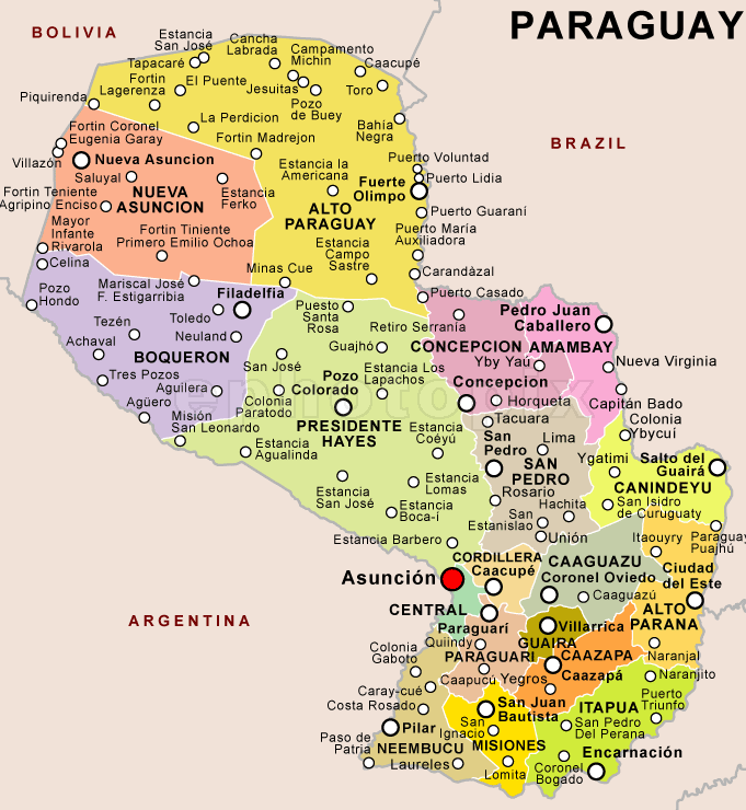 paraguay politisch karte